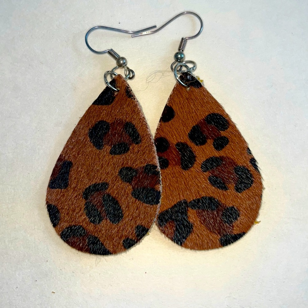 Leopard leather earrings